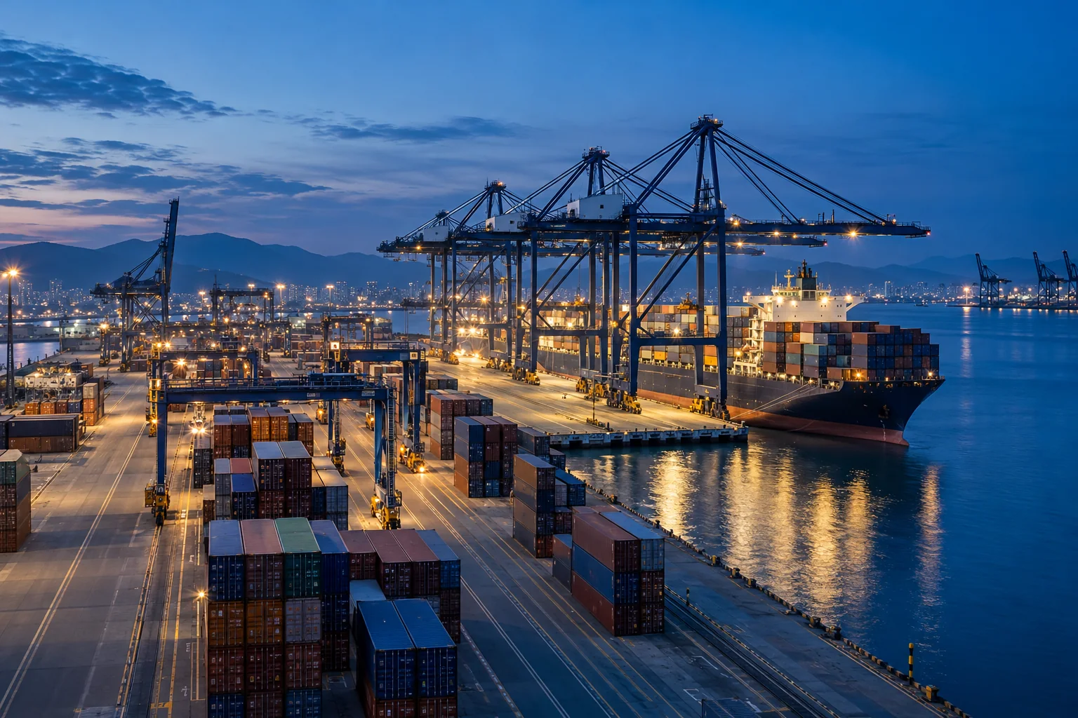 AI-generated international port scene