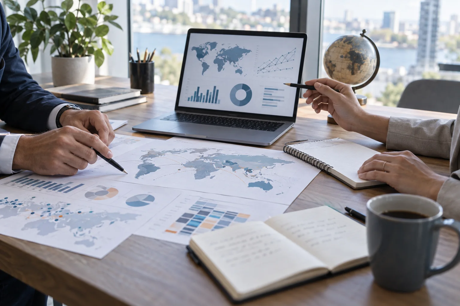 AI-generated market research discussion scene